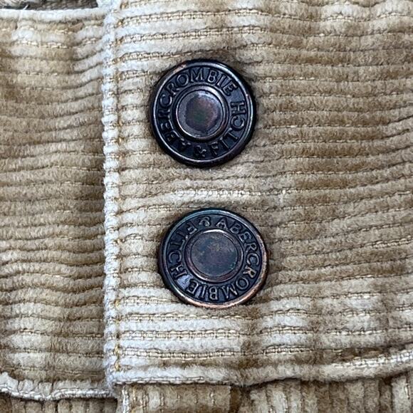 VTG Y2K Abercrombie & Fitch Corduroy Pants Womens 0 Beige Low Rise Boot Flare - Picture 6 of 13